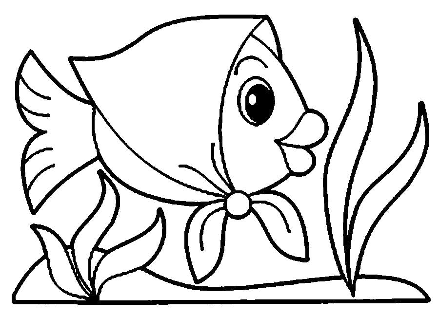 Раскраска  рыбы рыбка в платочке контур для вырезания из бумаги. Скачать Рыбы.  Распечатать Морские животные