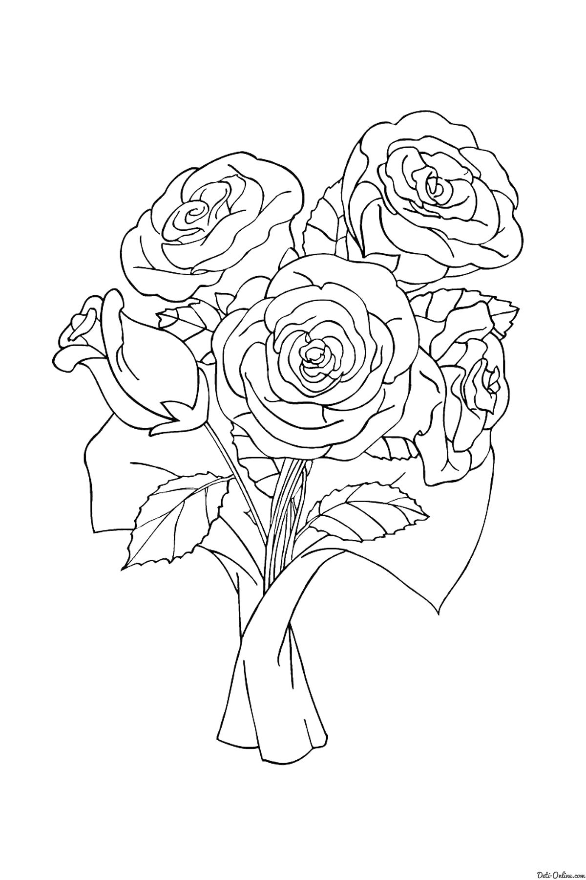 Раскраска Раскраска Розы в подарок. цветы