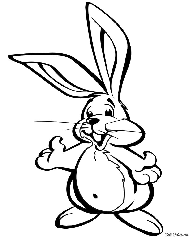 Раскраска Раскраска Доброжелательный заяц. Дикие животные