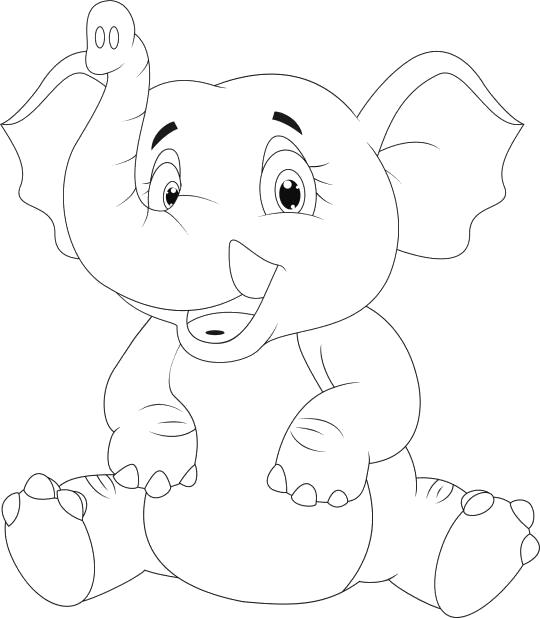 Название: Раскраска смешной слоненок. Категория: слон. Теги: слон.