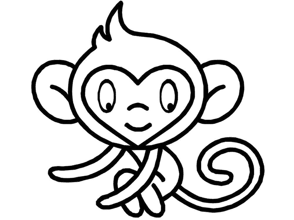Раскраска  обезьянка. Скачать .  Распечатать 