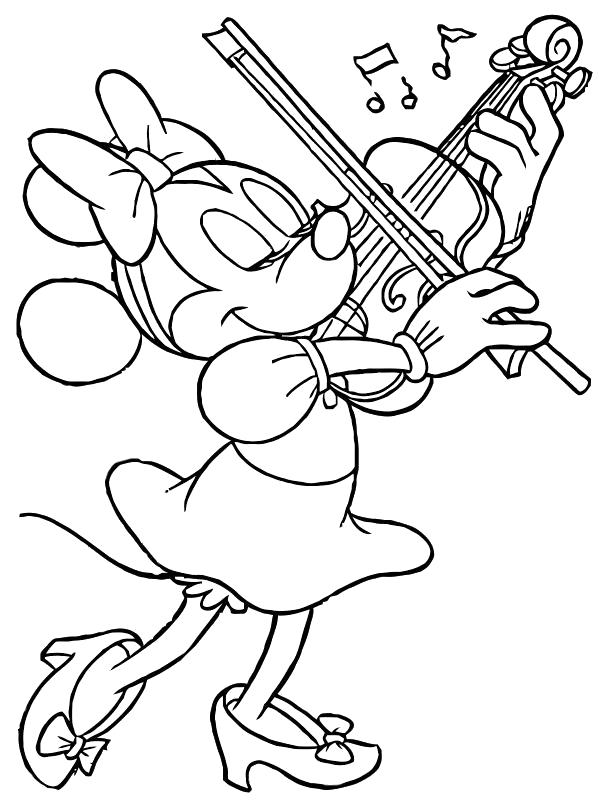 Название: Раскраска Минни играет. Категория: Скрипка. Теги: Скрипка.