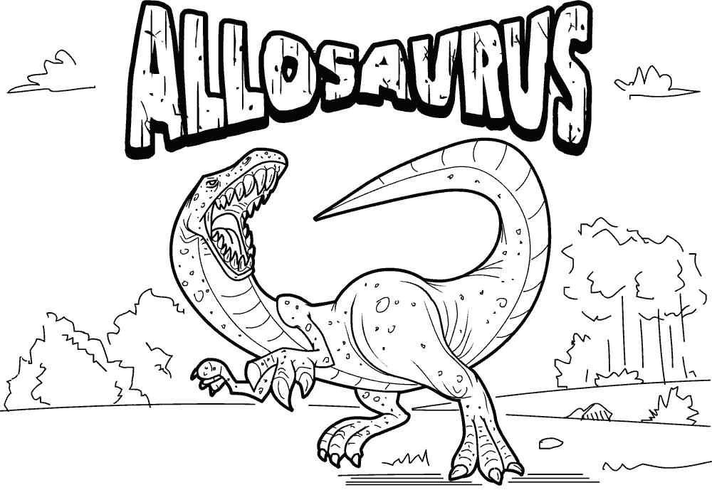 Раскраска Аллозавр. Скачать динозавр.  Распечатать динозавр
