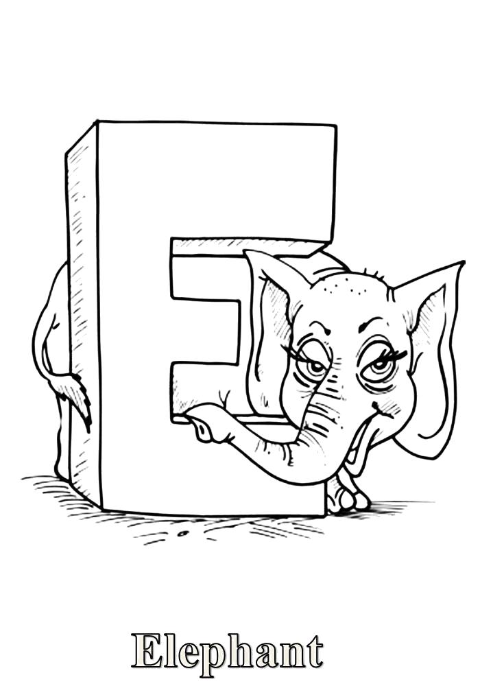Название: Раскраска  буква e- elephant. Категория: буква. Теги: буква.