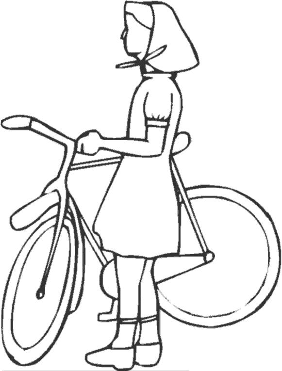 Раскраска девушка и велосипед. Скачать Велосипед.  Распечатать Велосипед