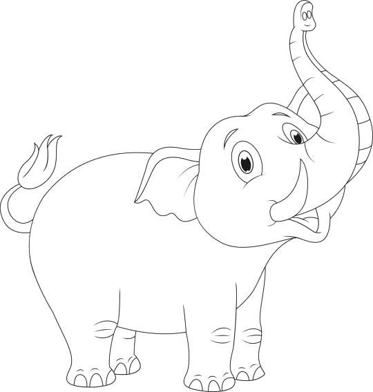 Раскраска слоник поднял хобот. слон