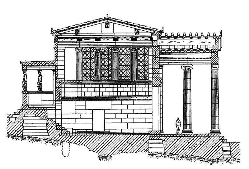 Раскраска Архитектура Древней Греции. Афины. Эрехтейон. Разрез. Скачать .  Распечатать 