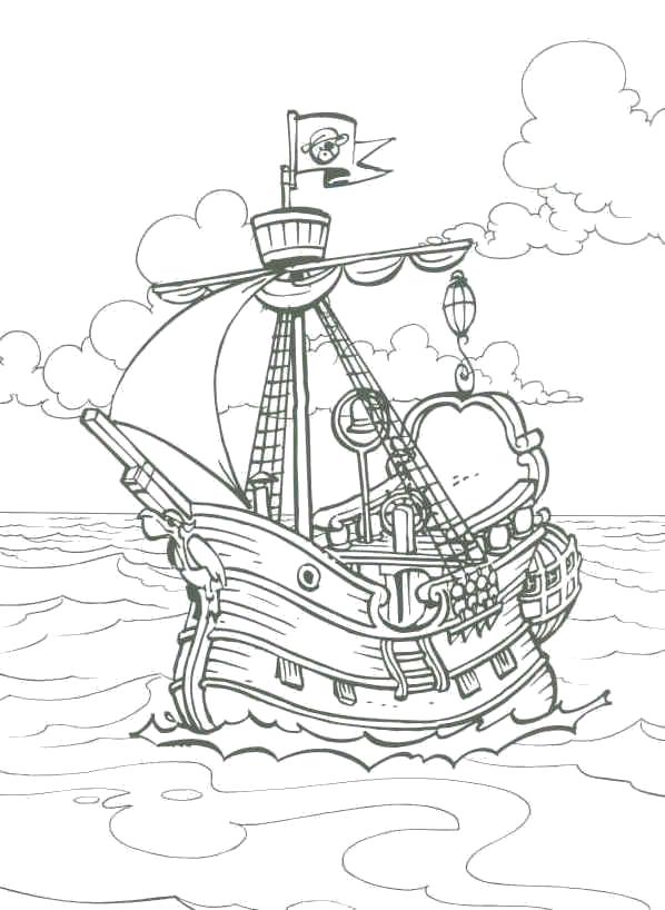 Раскраска  корабль пиратов . Скачать корабль.  Распечатать для мальчиков