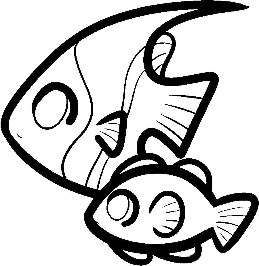 Раскраска Раскраски рыбы две рыбы контур для вырезания из бумаги. Морские животные