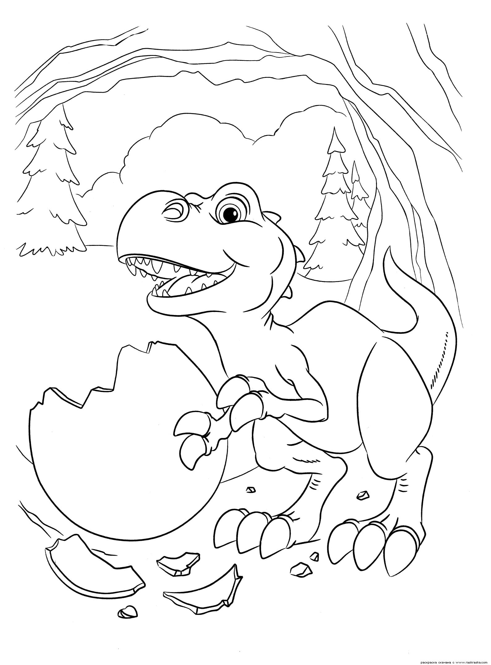 Раскраска Раскраска Малыш динозаврик. Раскраска Раскраска динозавр, разукрашка яйцо, скорлупа, картинки из мультика Ледниковый период 3 Эра динозавров для раскрашивания. динозавр