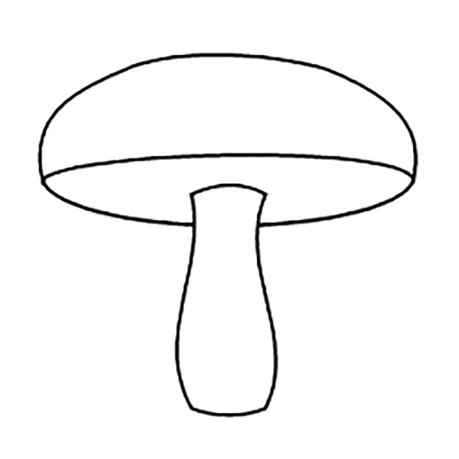 Раскраска  гриб простой гриб шаблон для вырезания из бумаги. Скачать гриб.  Распечатать растения