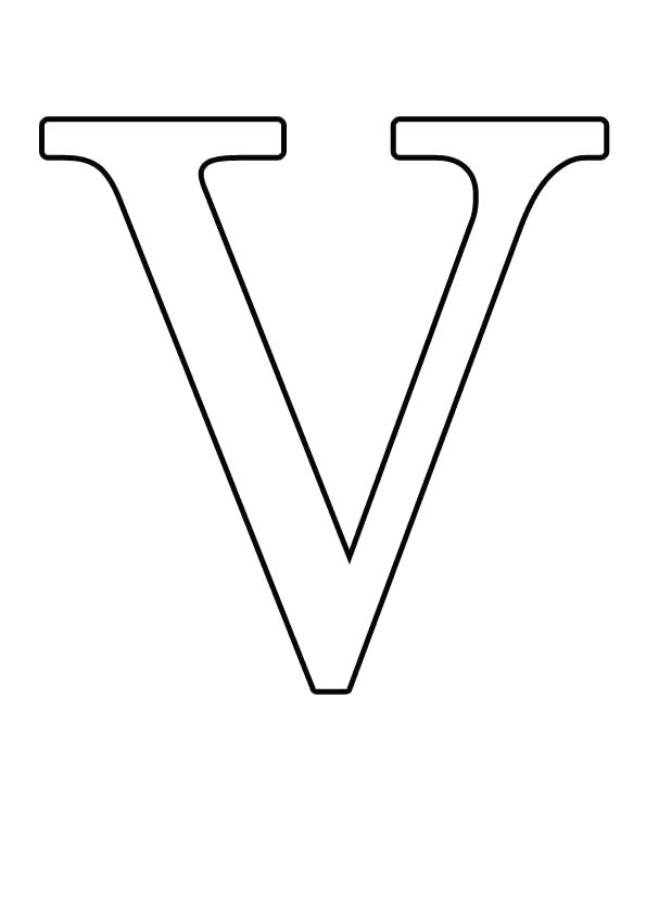 Раскраска Большие буквы английского алфавита, Буква Vv. буквы
