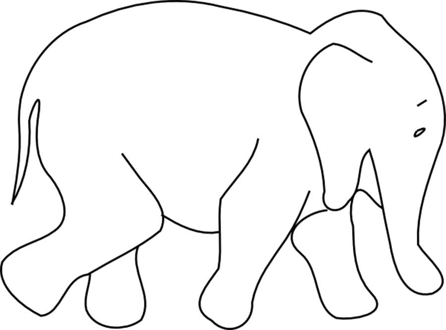 Раскраска контур слона для вырезания. Скачать слон.  Распечатать слон