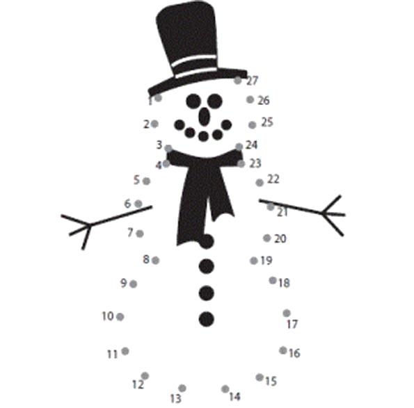 Раскраска соедини по цифрам снеговик. Цифра