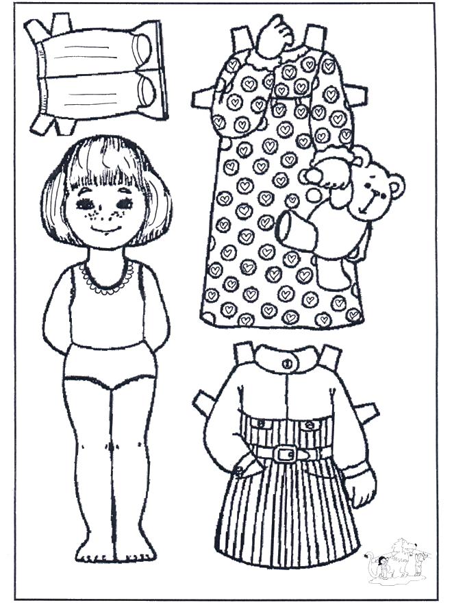 Раскраска Раскраски одень вырежи и одень куклу девочку. одень куклу