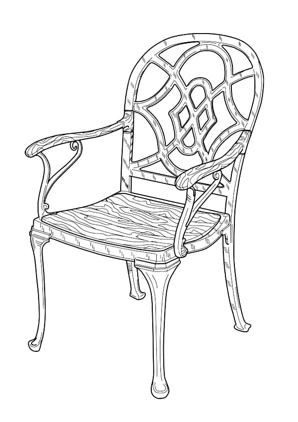 Раскраска Стул. . стул с узором. Скачать мебель.  Распечатать мебель