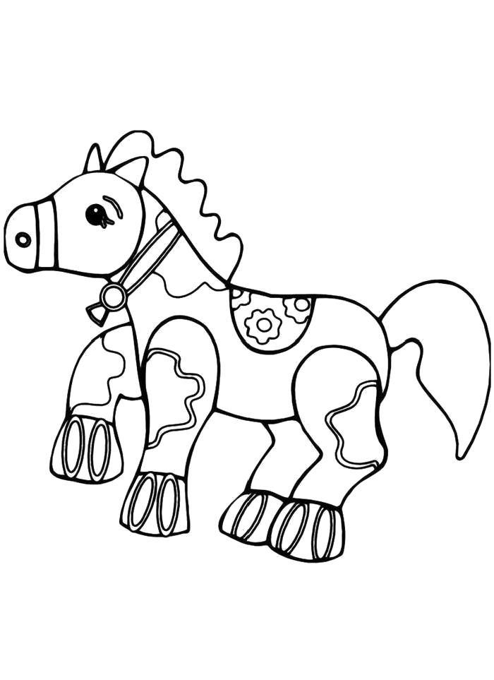 Название: Раскраска  Деревянная лошадка. Категория: Лошадка. Теги: Лошадка.
