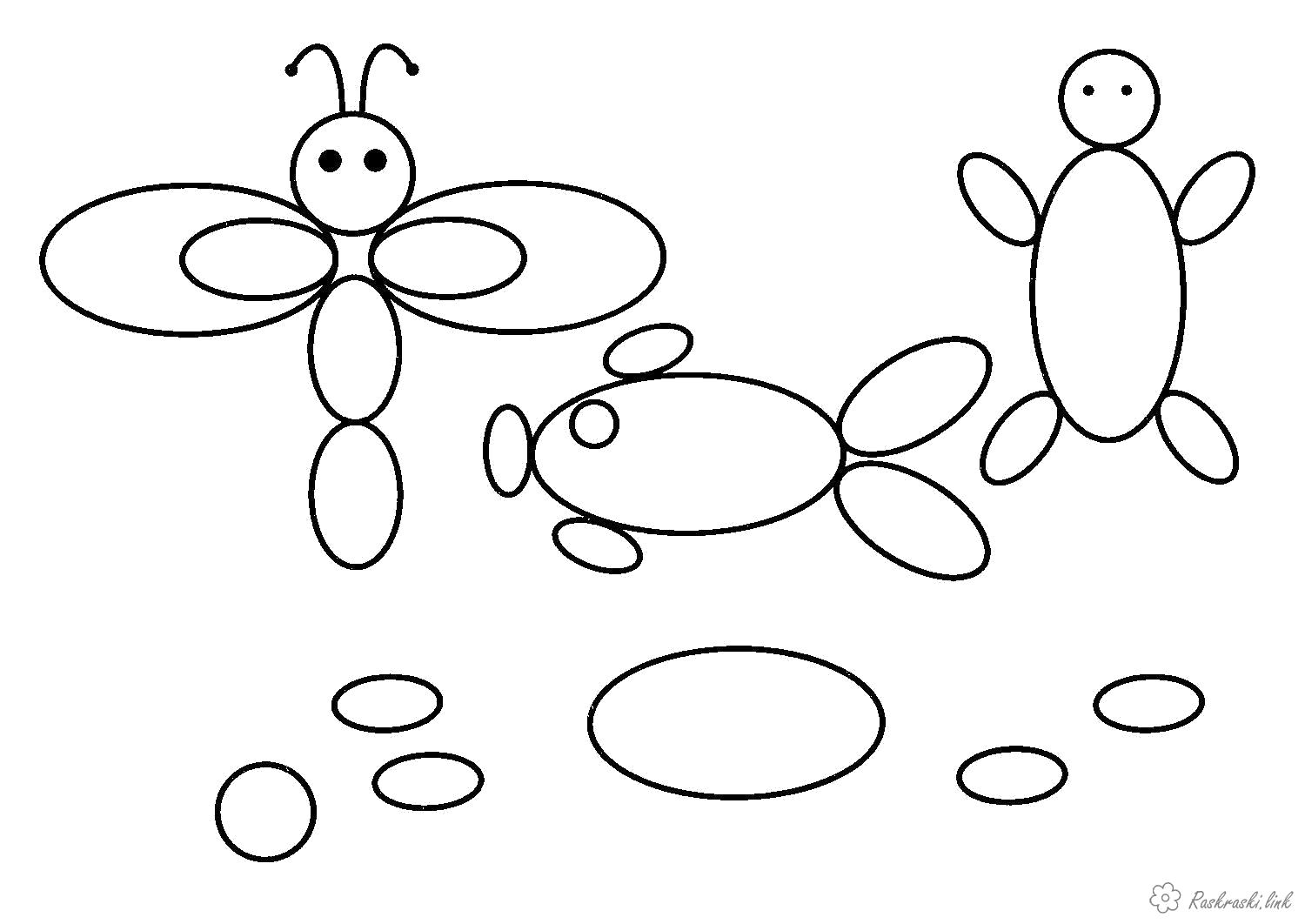 Раскраска  Раскрась геометрические фигуры эллипсы бабочка  . Скачать овал.  Распечатать геометрические фигуры