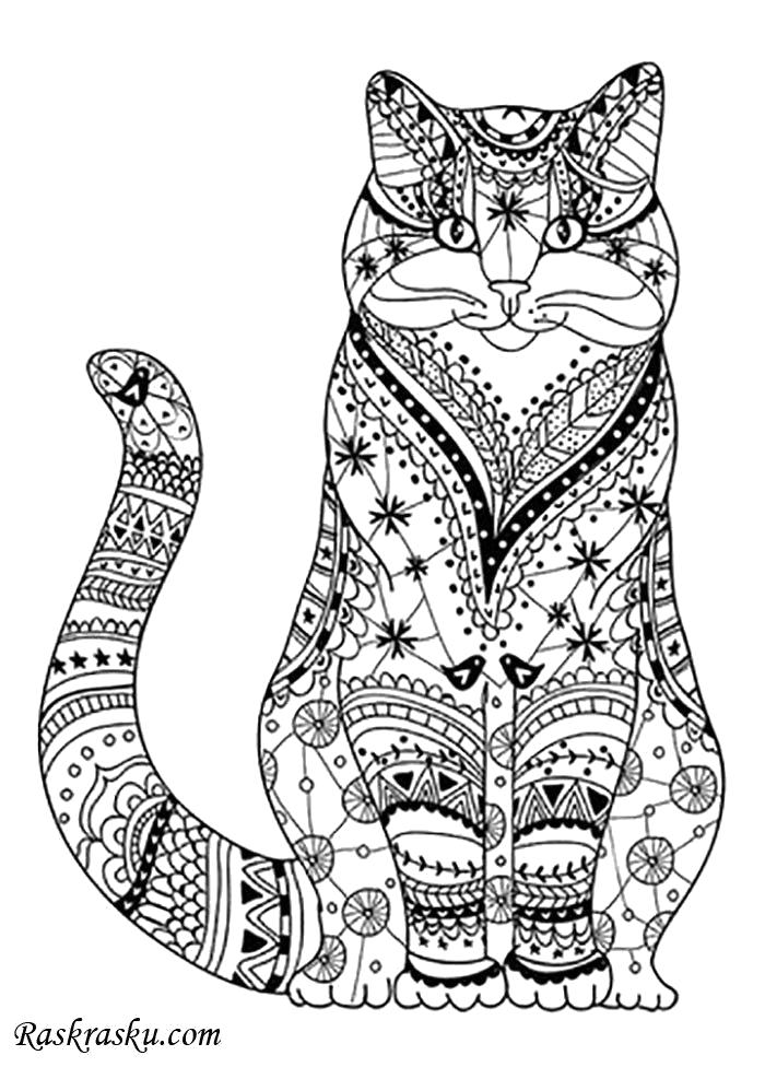 Название: Раскраска Кот антистресс. Категория: Домашние животные. Теги: кошка, кот.