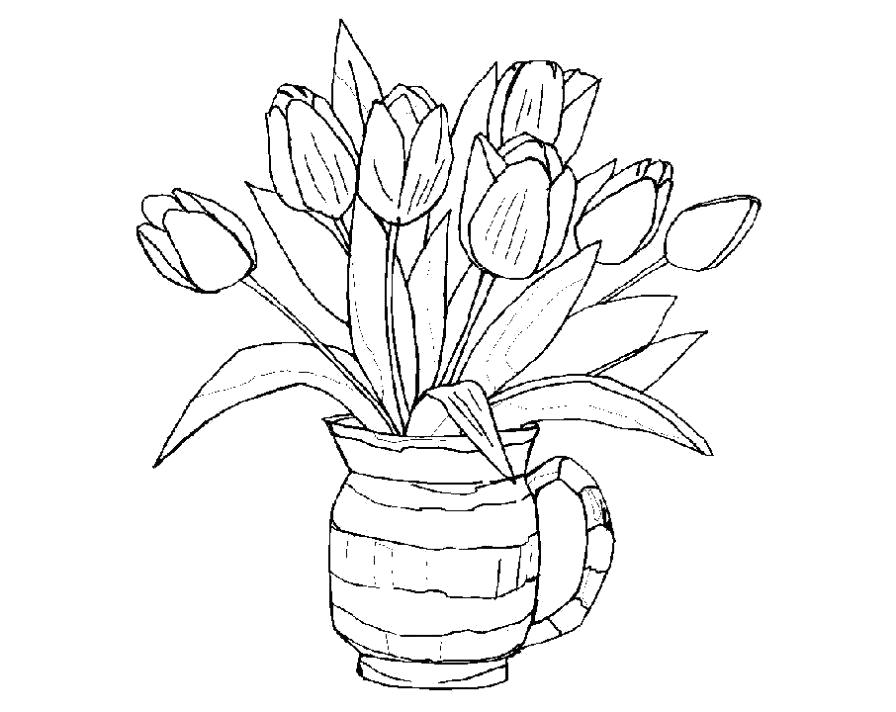 Название: Раскраска Тюльпаны, тюльпаны в вазе. Категория: Тюльпан. Теги: Тюльпан.