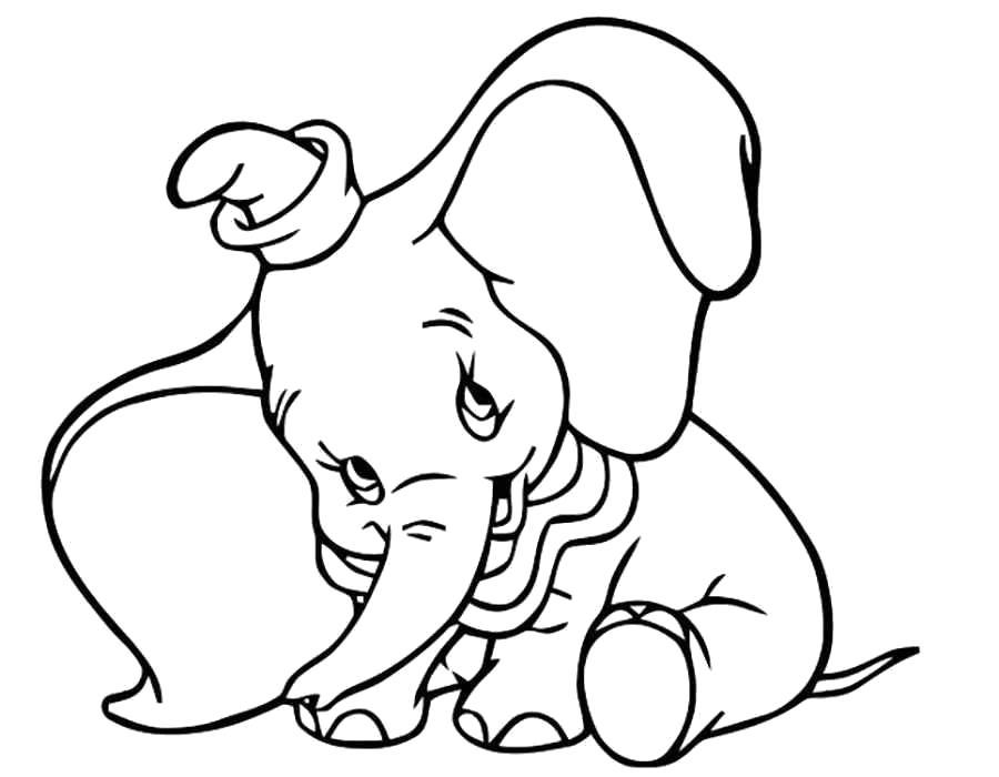 Раскраска Слонёнок Дамбо. Скачать .  Распечатать 