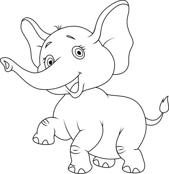 Название: Раскраска довольный слоненок. Категория: слон. Теги: слон.