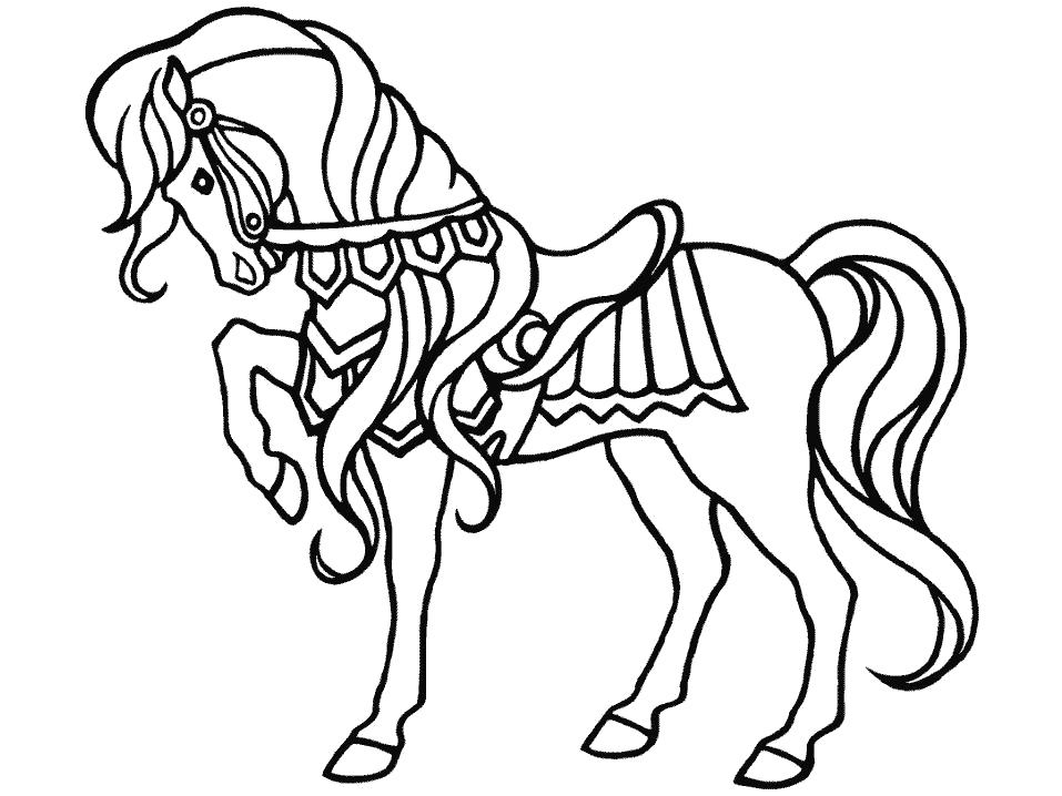 Раскраска Раскраска для детей, красавица лошадка. лошадь подняла ногу. Лошадка