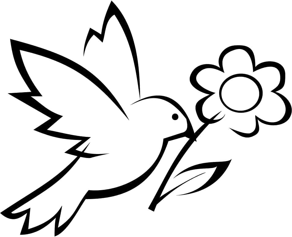 Раскраска Птица с цветком. Цветок
