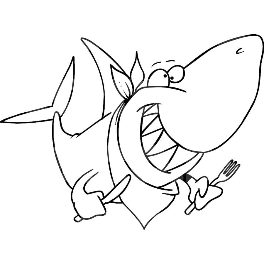Раскраска Голодная акула. Морские животные
