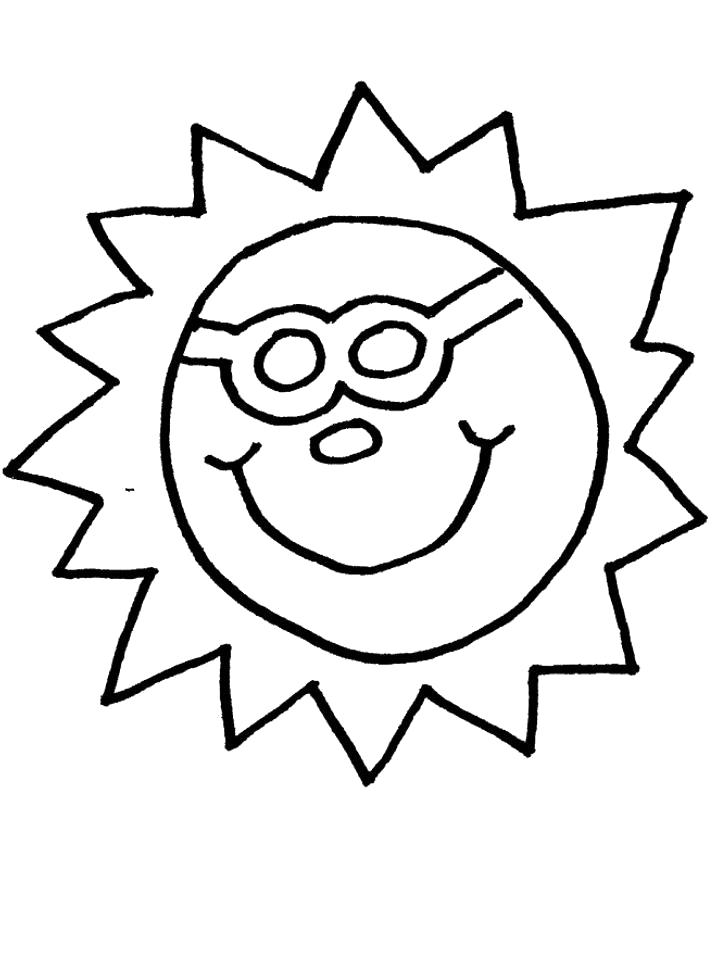 Название: Раскраска  Солнышко в очках. Категория: Солнышко. Теги: Солнышко.