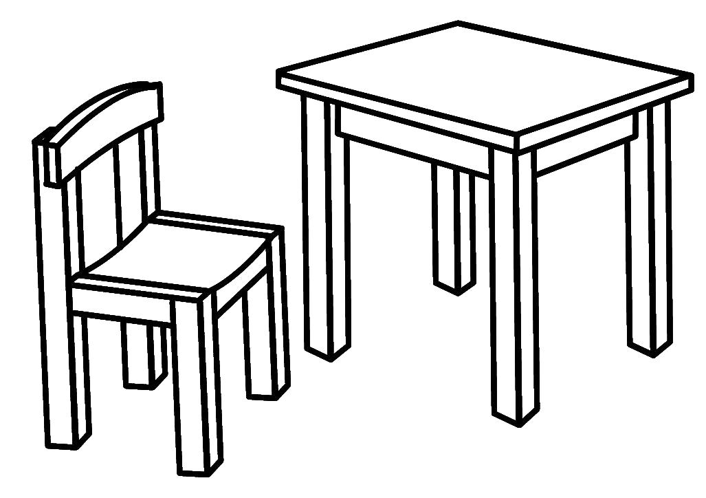 Название: Раскраска Стол и стул. Категория: Стол. Теги: Стол.