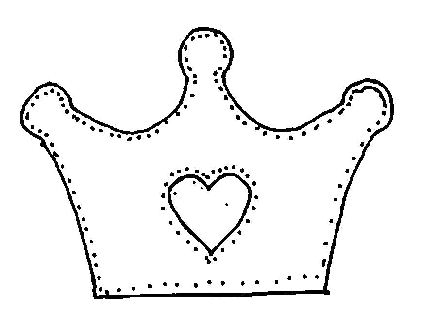 Раскраска Раскраски Корона  корона с сердечком шаблон, карона шаблон из бумаги. сердечко