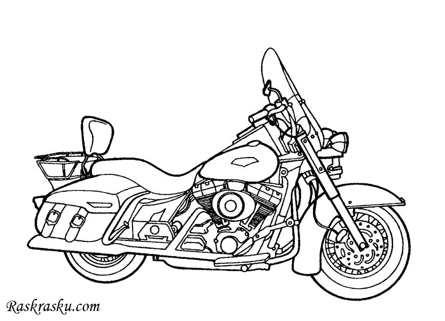 Раскраска Мотоцикл байкера. Скачать Мотоцикл.  Распечатать Мотоцикл