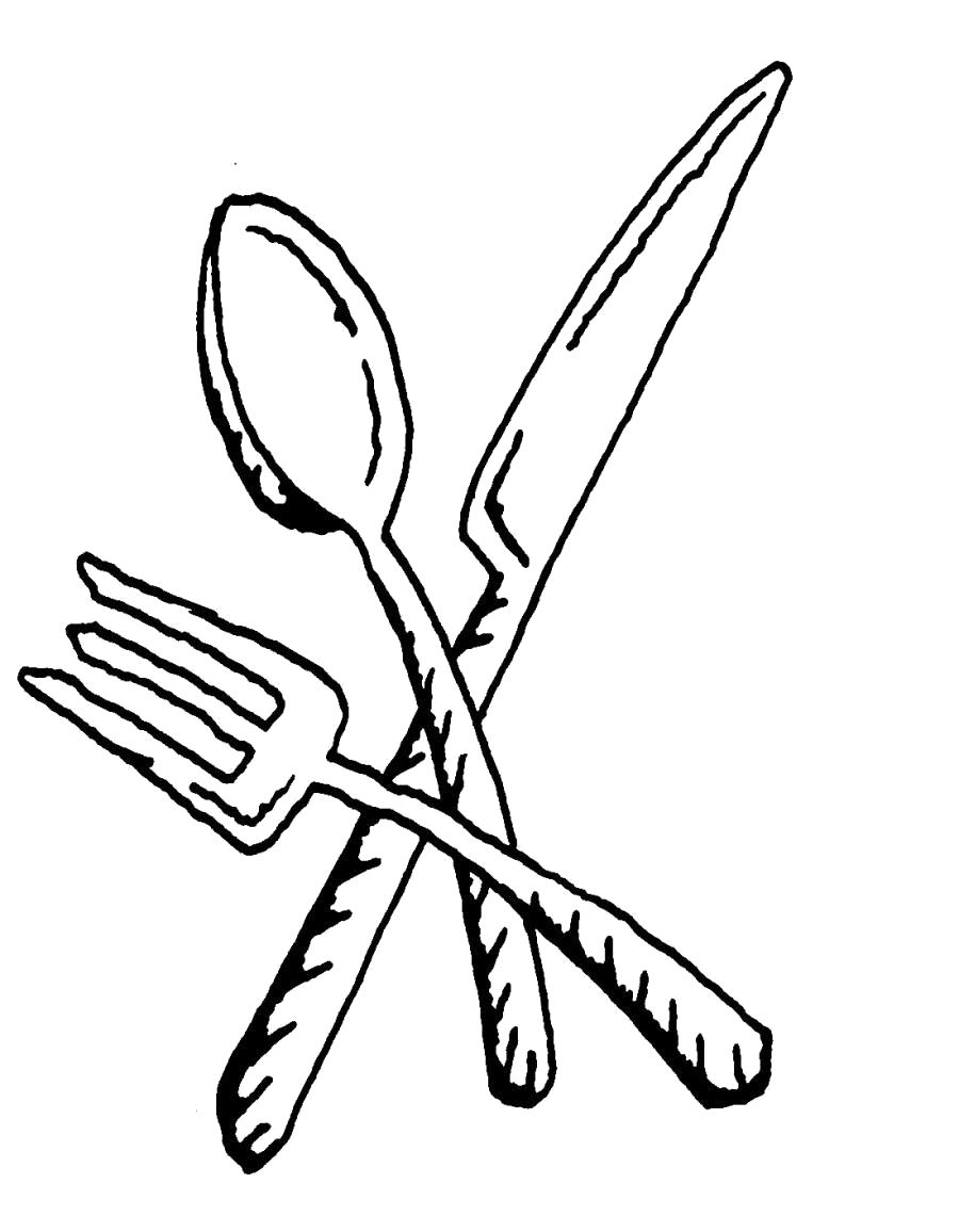 Название: Раскраска Вилка ложка и нож, посуда, кухные принадлежности. Категория: ложка. Теги: ложка.