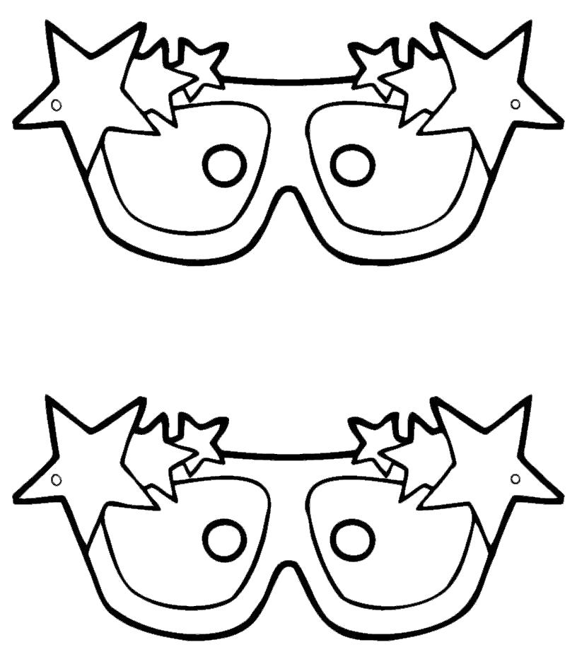 Раскраска маска очки со звездами. маски