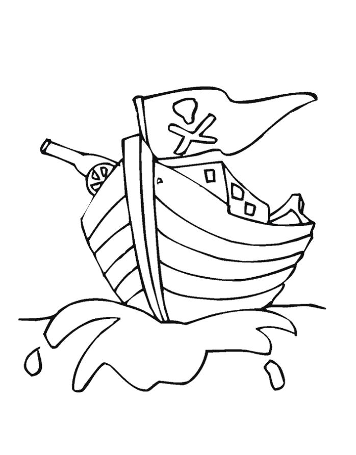 Раскраска Раскраска пиратский кораблик. Пират