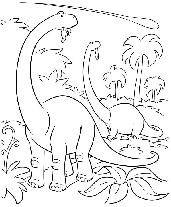 Раскраска  - Хороший динозавр - Динозавры и астероид. Скачать динозавр.  Распечатать динозавр