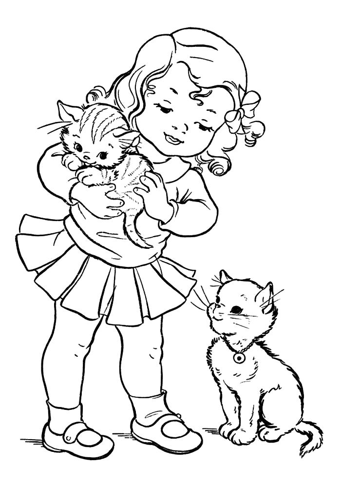 Раскраска Раскраски для девочек животные котята. Домашние животные