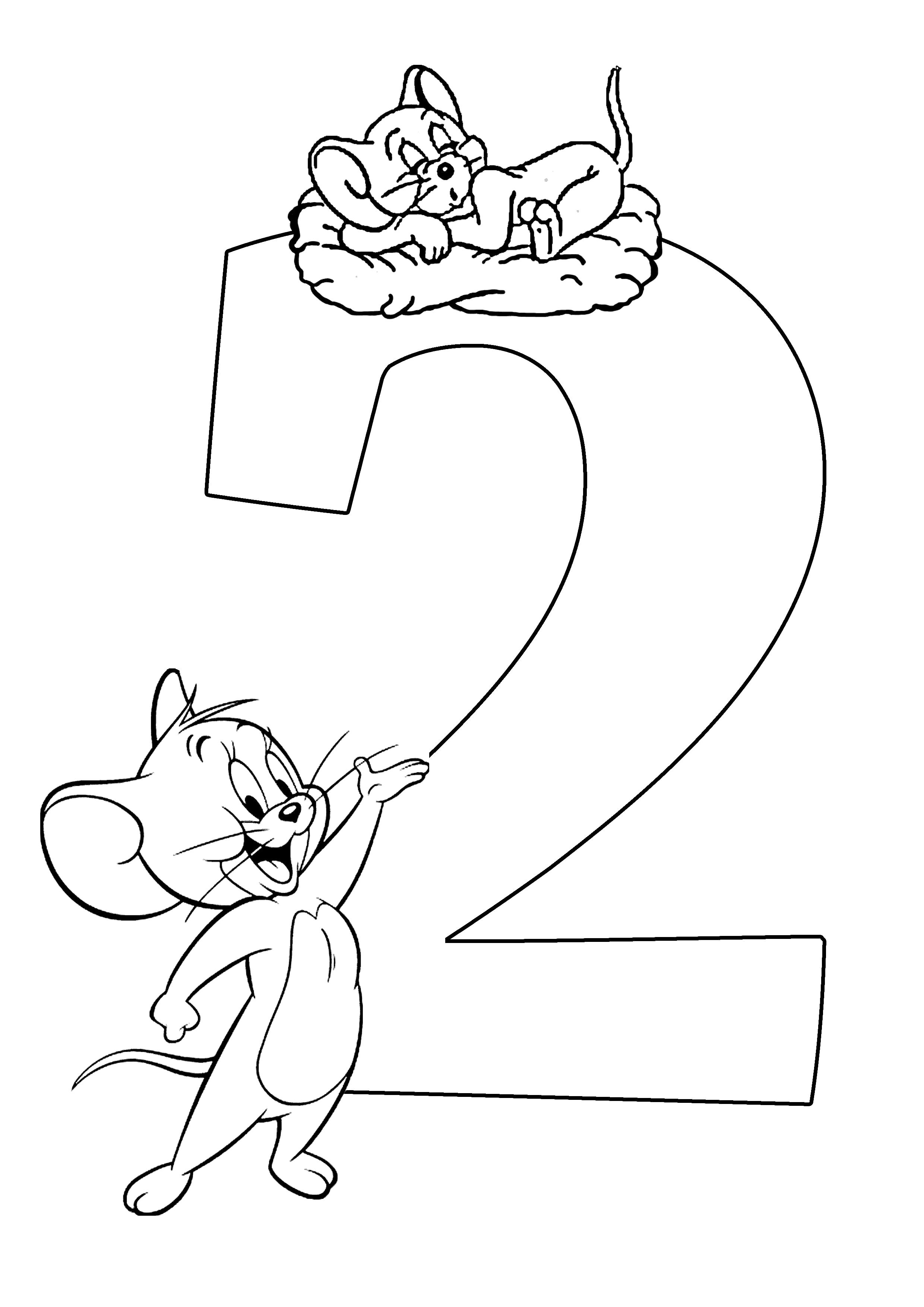 Раскраска Веселый счет две мышки. с цифрами