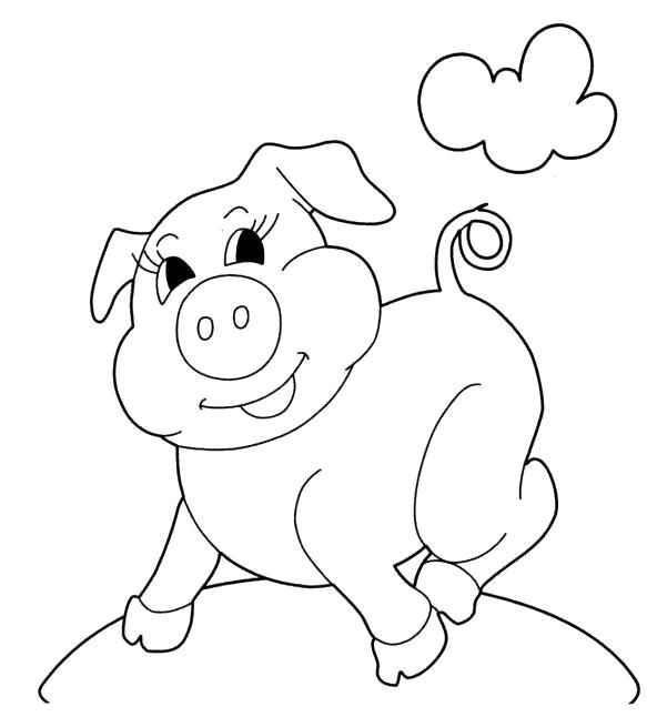 Раскраска Весёлая свинья. Домашние животные