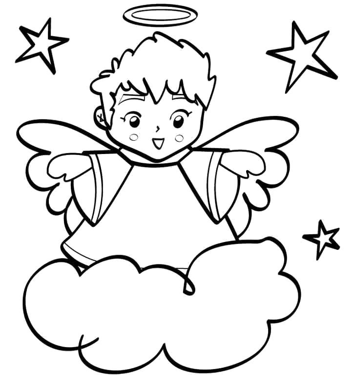 Рисунки ангелов для раскрашивания детьми