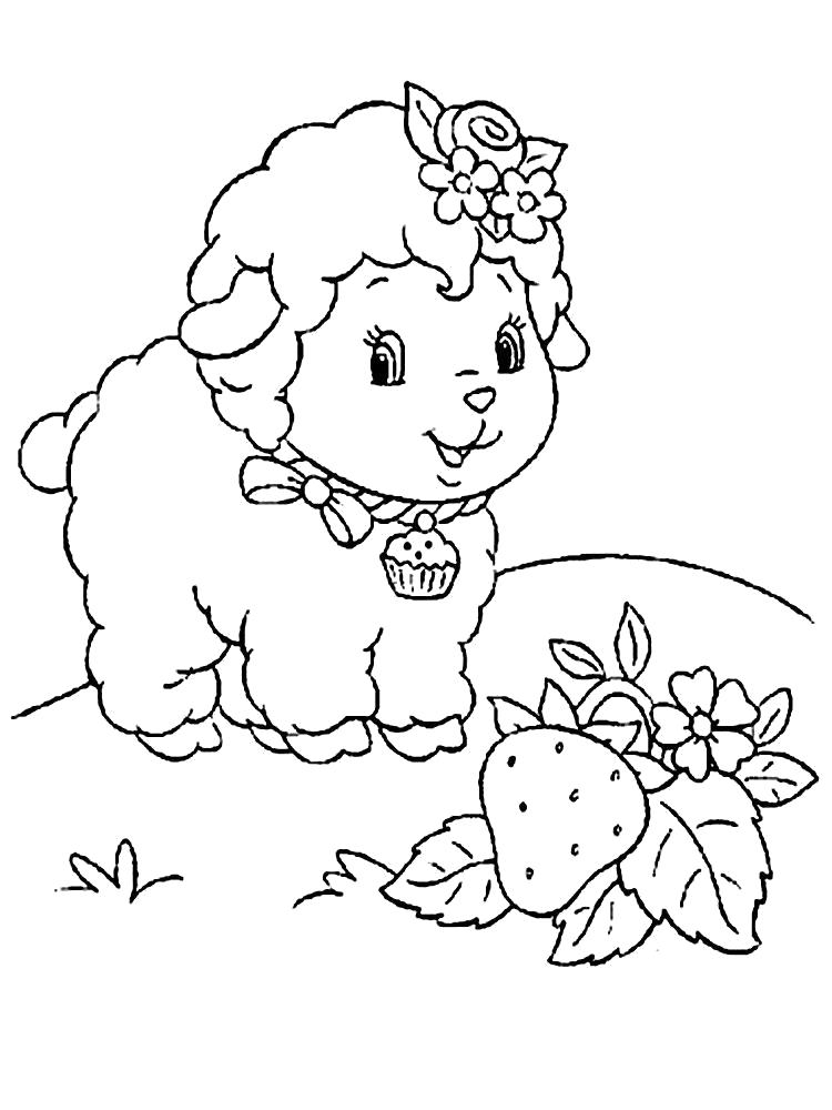 Раскраска Овечка с колокольчиком. Скачать Овца.  Распечатать Овца