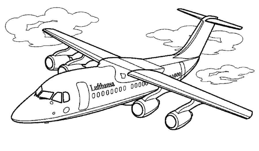 Раскраска Самолет Люфтганза пассажирский - . Скачать самолет.  Распечатать самолет