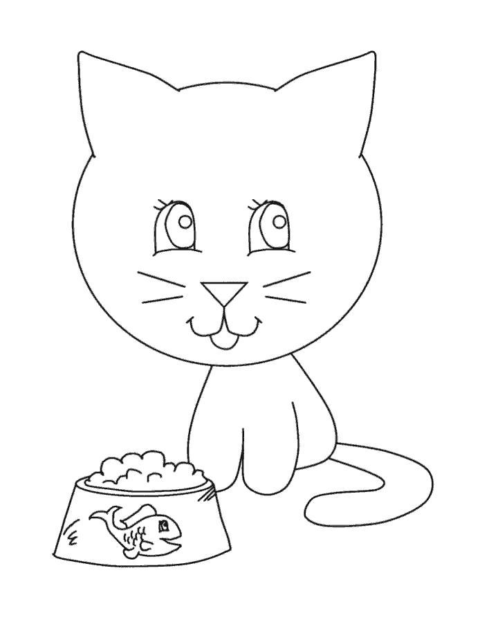 Название: Раскраска Дождался обеда. Категория: Домашние животные. Теги: кошка, кот, Котенок.