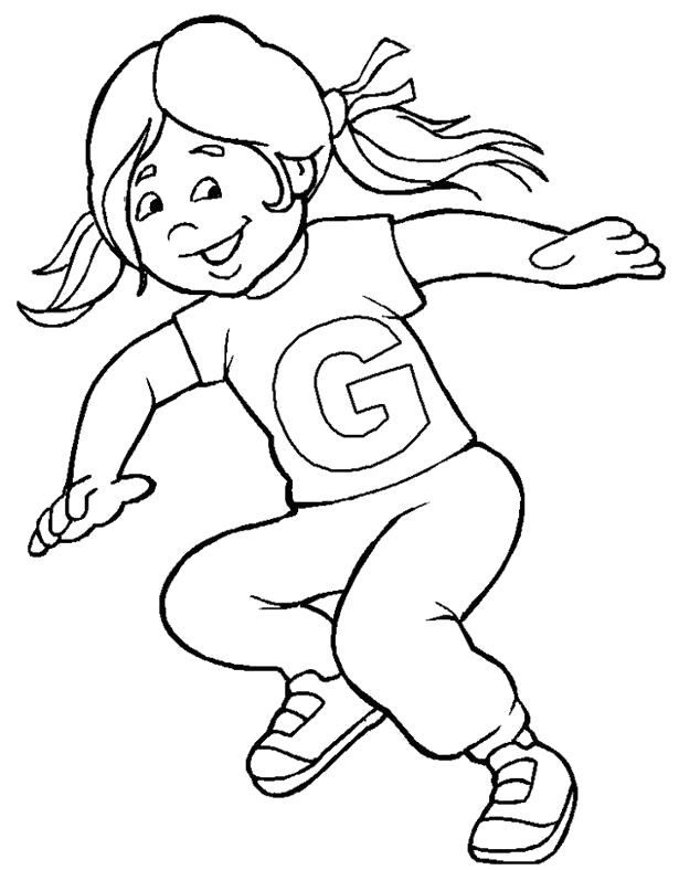 Название: Раскраска девочка прыгает. Категория: Девочка. Теги: Девочка.