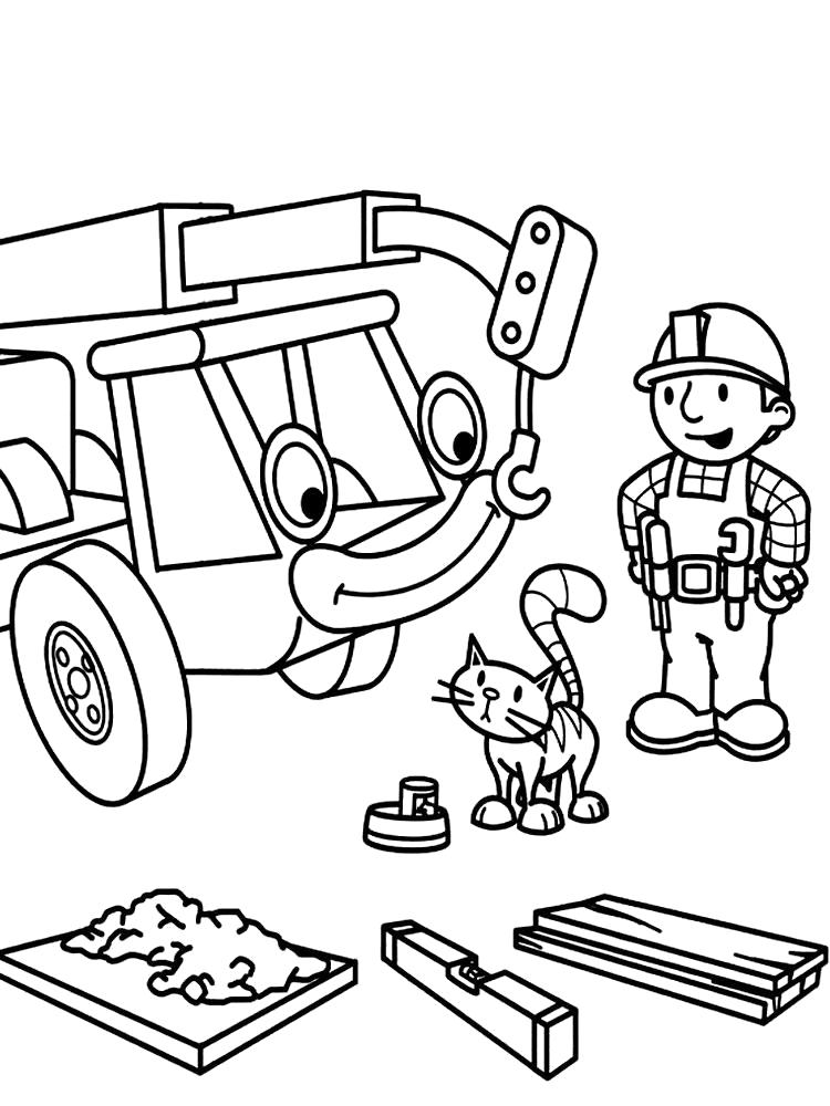 Название: Раскраска Боб строитель. Категория: для мальчиков. Теги: строительная техника.