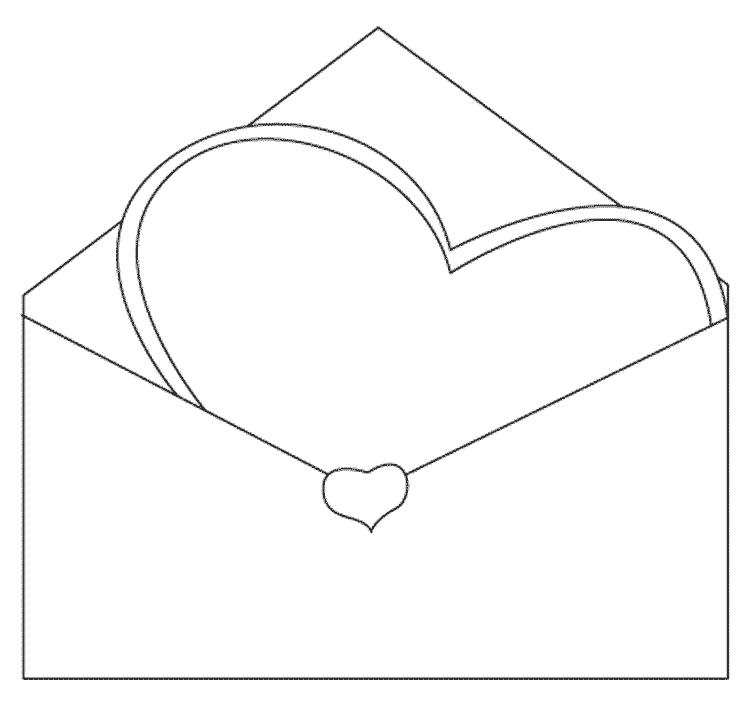 Раскраска  валентина письмо, валентинка, открытка, сердечко, конверт . Скачать сердечко.  Распечатать сердечко