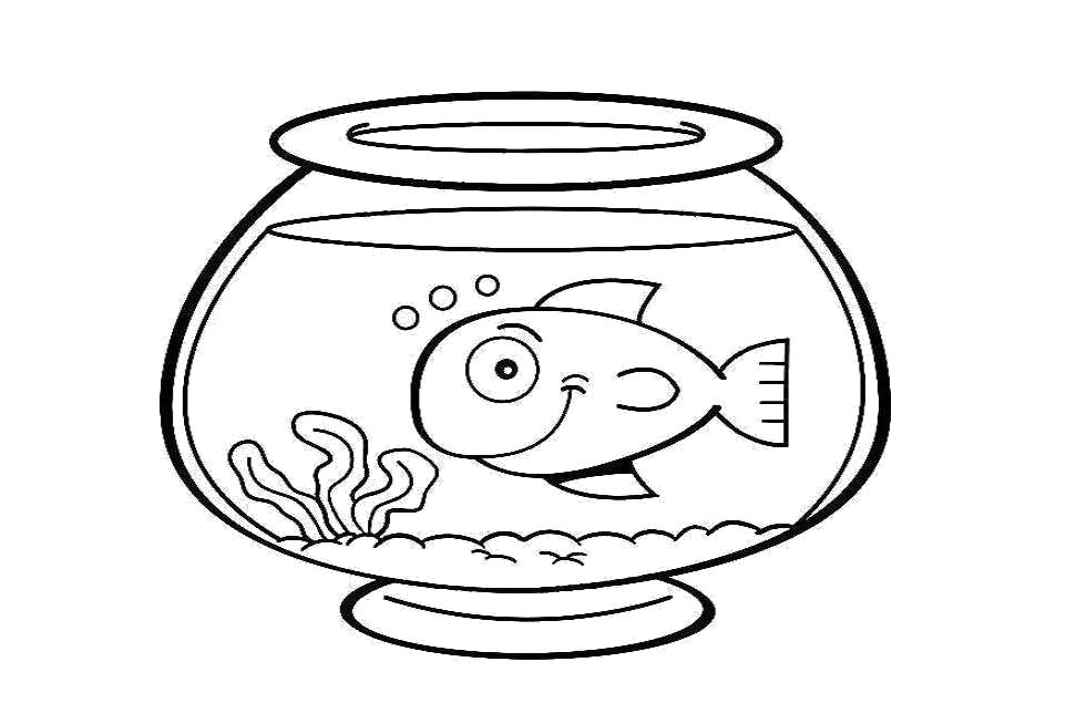 Раскраска  аквариум с рыбами3. Скачать Аквариумные рыбы.  Распечатать Аквариумные рыбы
