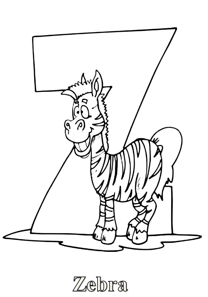 Название: Раскраска  буква z- zebra. Категория: буква. Теги: буква.