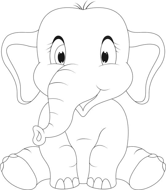 Название: Раскраска слоник сидит. Категория: слон. Теги: слон.